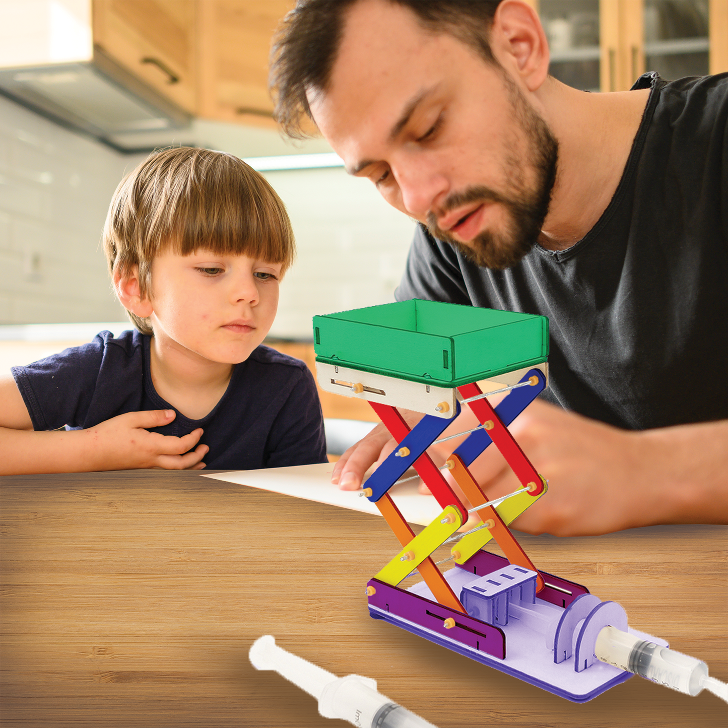 DIY Hydraulic Elevator Platform Model Children Technologia Science Toys Experimental Tool STEM Kit Learning Educational for Kids