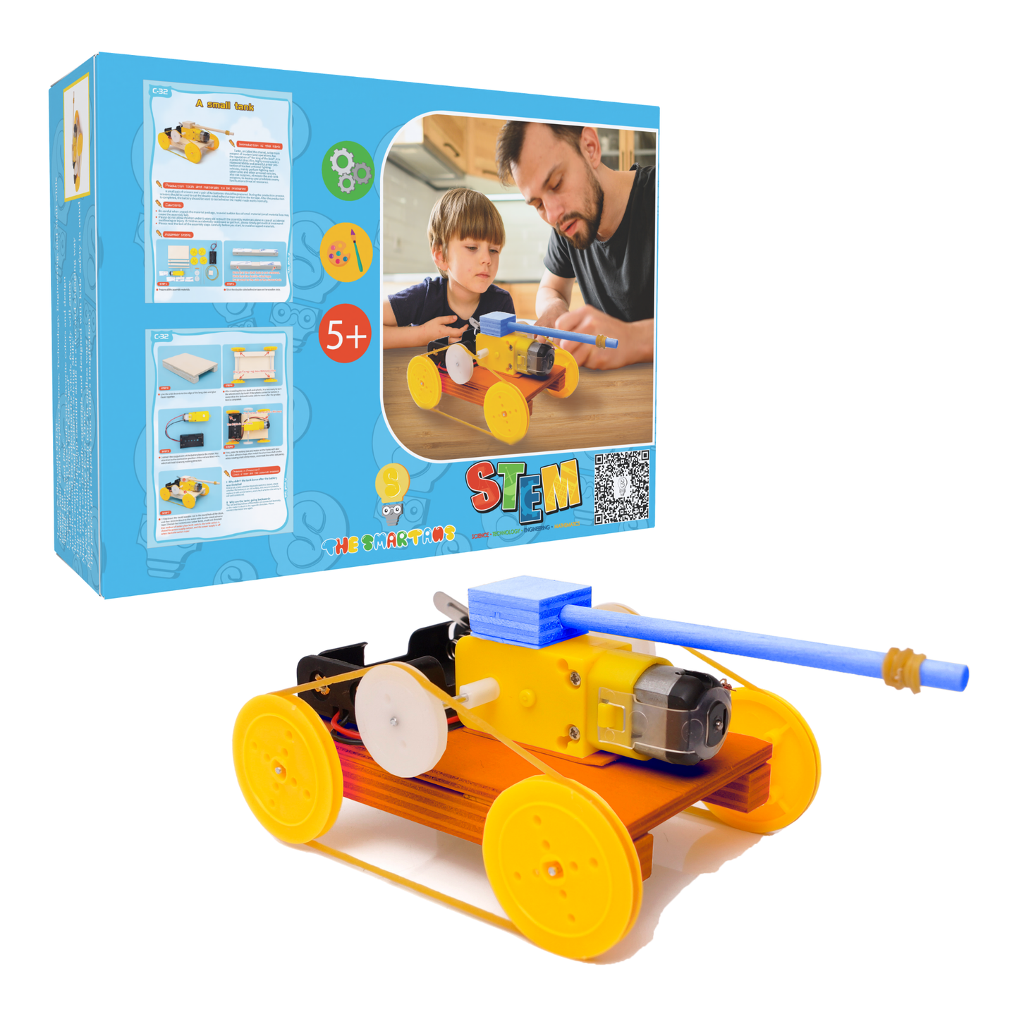 DIY Small Electric Tank STEM Toys Technology Science Experimental Tool Kit Learning Educational Wooden Puzzle Games for Kids