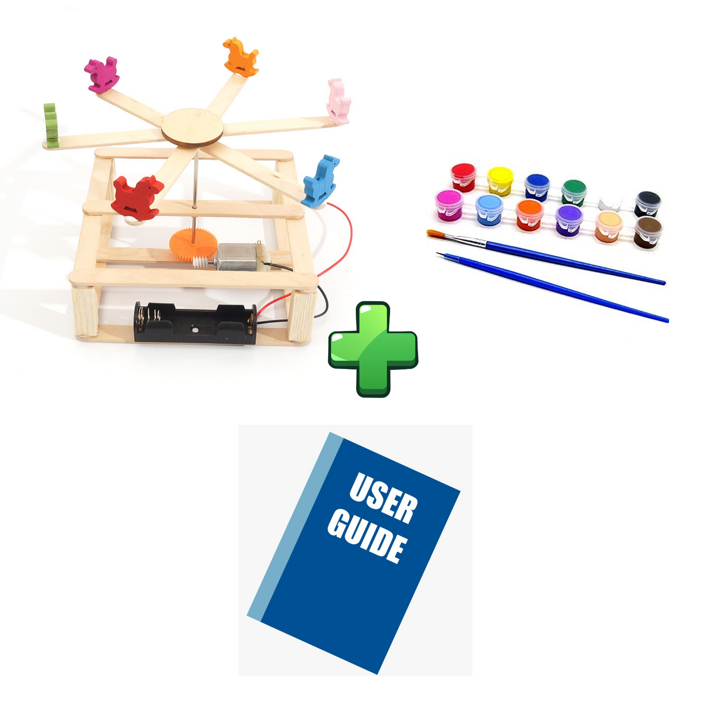 Hand Made DIY Toys Wooden Model Carousel Horse Science Experiment Kit STEM Toys Technology Puzzle For Kids Homeschool Education