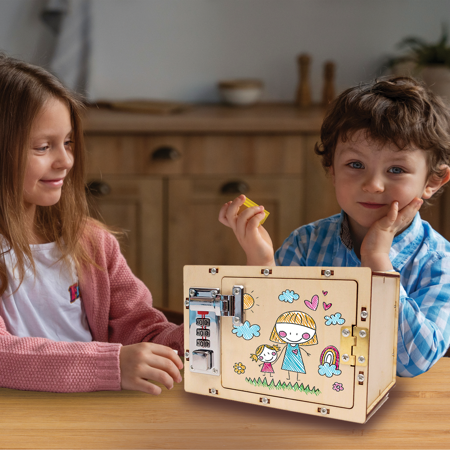 DIY Wooden Password Box for Kids Assembling Code Box Science School Projects Experiment Kits Science Toys STEM Educational Toys