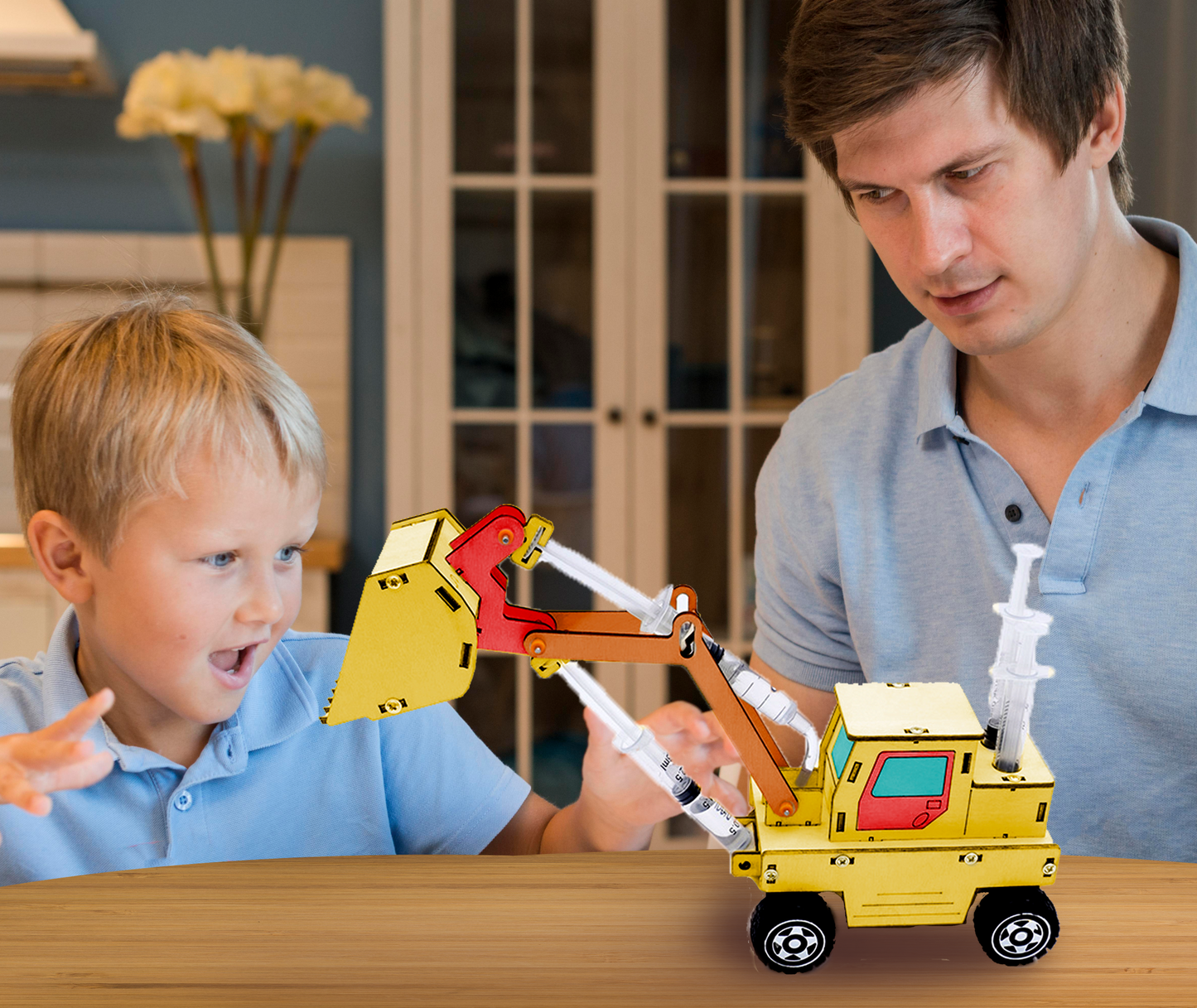 STEM Toys for Children Educational Science Experiment Technology Toy Set DIY Forklift Hydraulic Bulldozer Model Puzzle Kids Toys