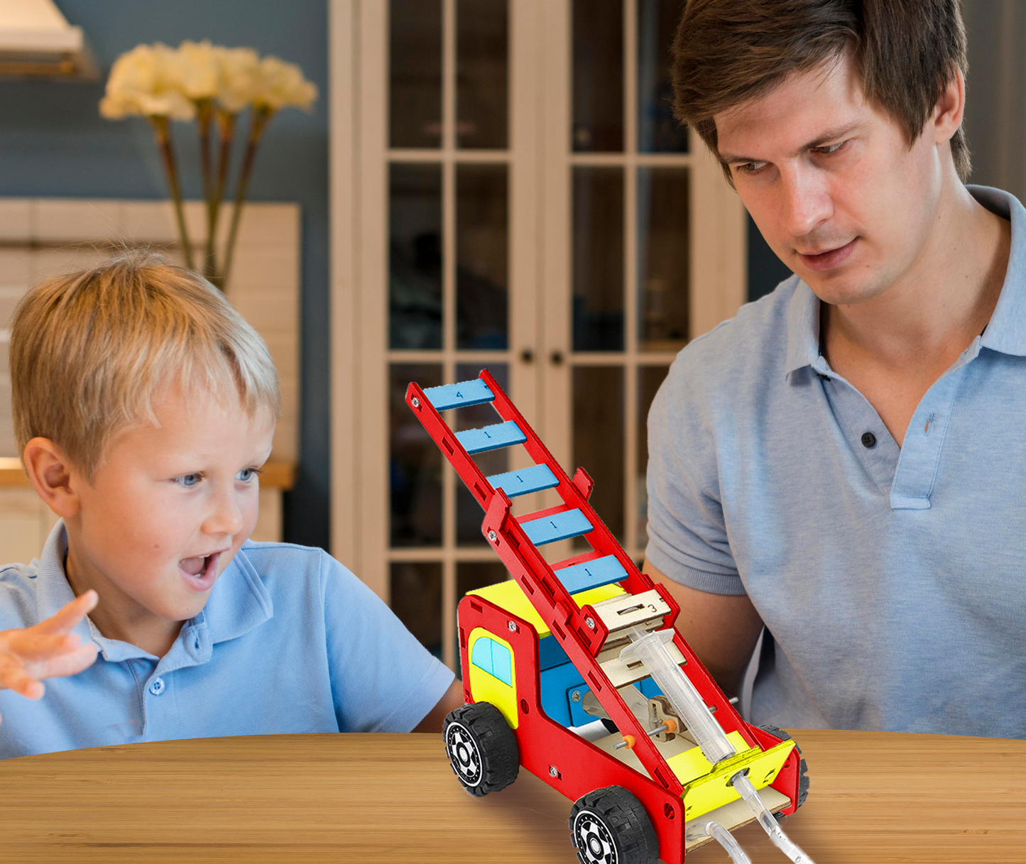 DIY Fire Truck Aerial Ladder Model Science Toys Children Technologia STEM Kit Experimental Tool Kit Learning Educational for Kid