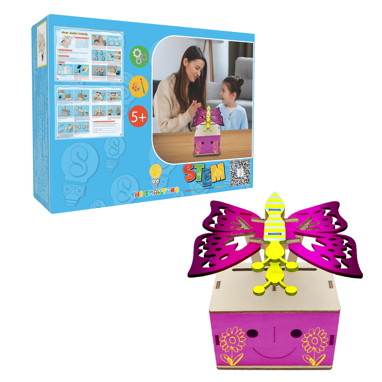 DIY Wooden Electric Butterfly Flying Children's Gear Transmission Mechanical Technology Scientific STEM Home School Education