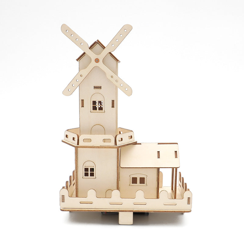 DIY Electric Dutch windmills Toys 3D Wooden Puzzle Toy Assembly Model Wood Craft Kits Decoration for School Children Kids