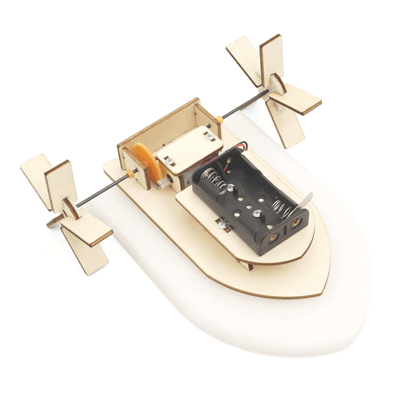 Wooden STEM DIY Electronic Kit Children Technology Toys Paddle Wheel Ship Science Creative Inventions Assembly 3D Puzzles Games