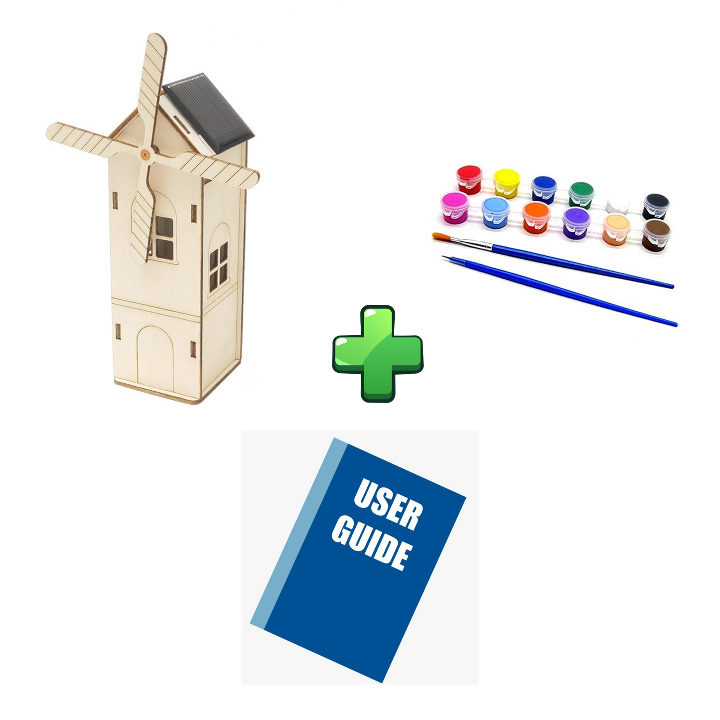 DIY Mini Wooden Windmill House Model 3D Puzzles Assemble Solar Powered Windmill Kids School Science Educational Project STEM Toy