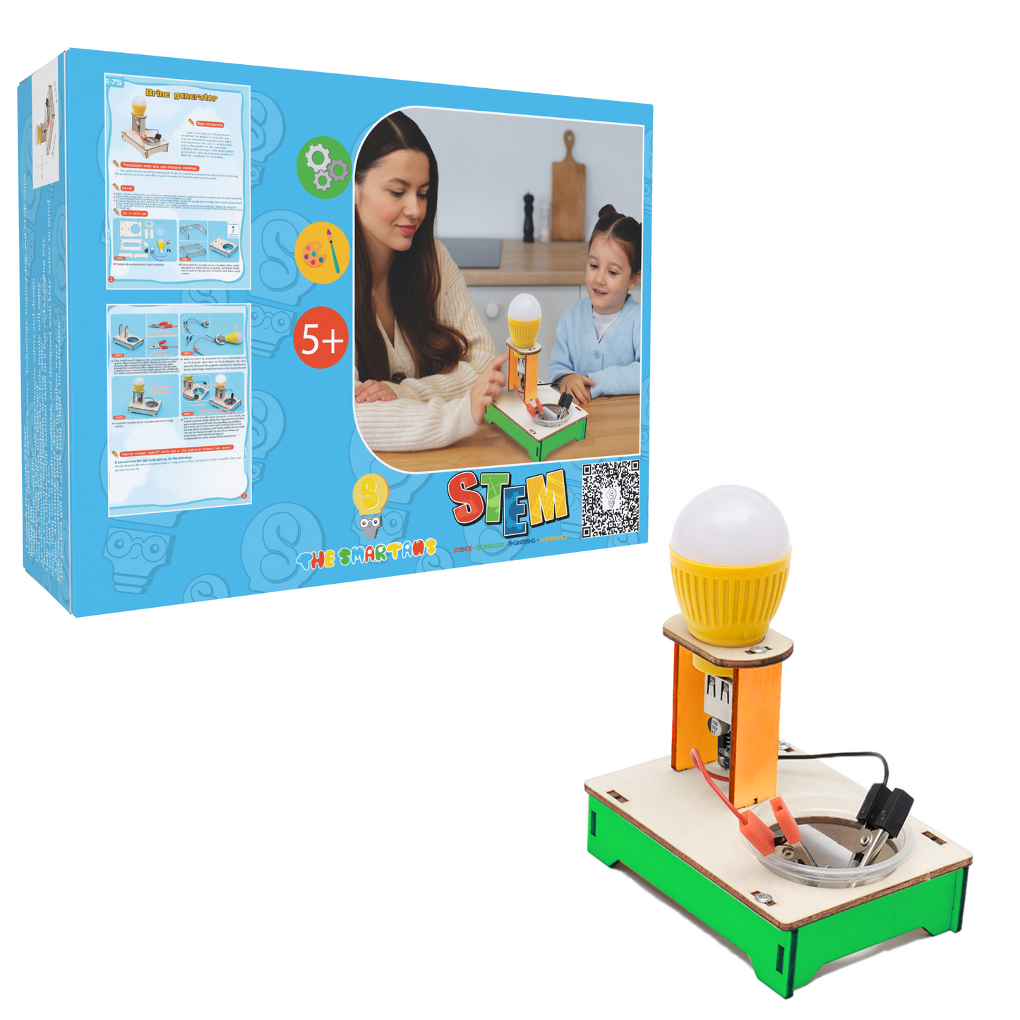 DIY Water Power Generator with Salt STEM Kits Technologia Science Experimental Tool Learning Educational Wooden Puzzle Games