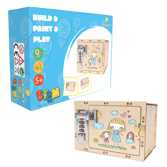 DIY Wooden Password Box for Kids Assembling Code Box Science School Projects Experiment Kits Science Toys STEM Educational Toys
