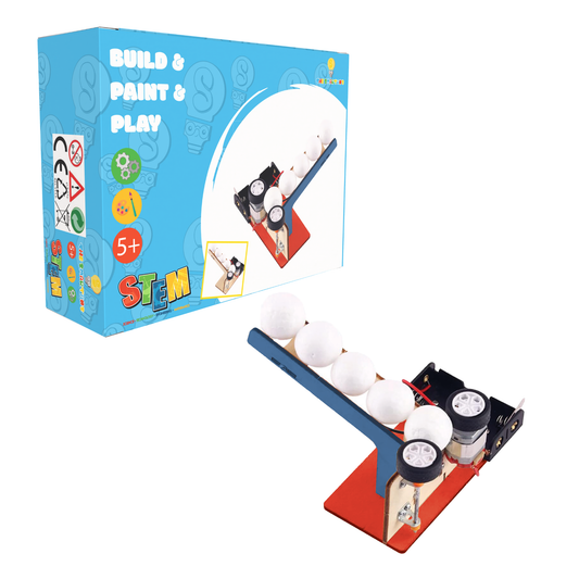 DIY Wooden Puzzle Pitching Machine STEM Toys Technologia Science Experimental Tool Kit Learning Education Games for Kids